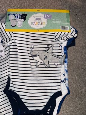 Striped Shark Baby Bodysuit - Navy & White - Member's Mark